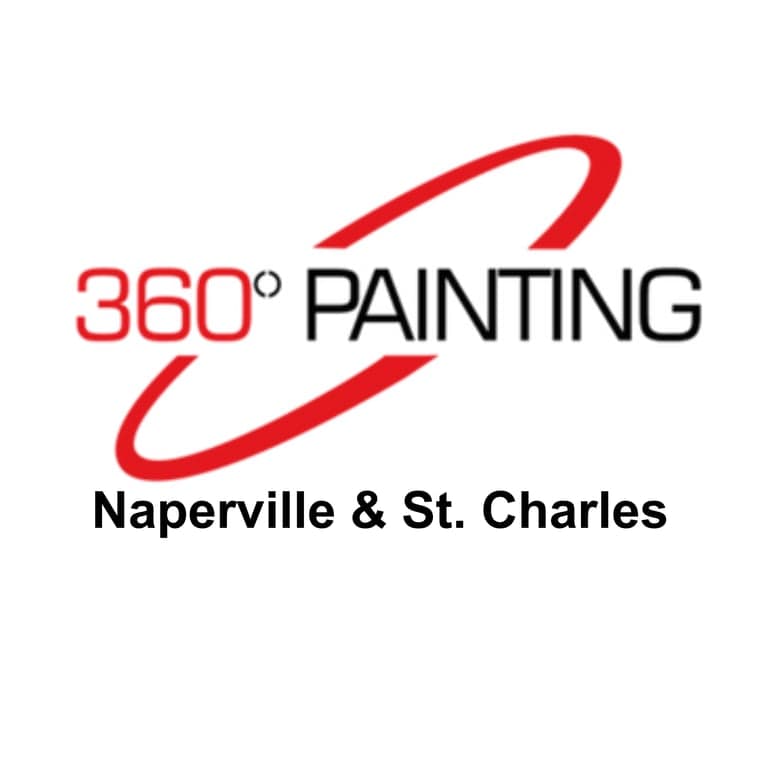 This is an image from 360 Painting of Naperville & St. Charles, located in Illinois. The logo for 360 Painting of Naperville & St. Charles features red and black text with a red circular brushstroke design around the company name.
