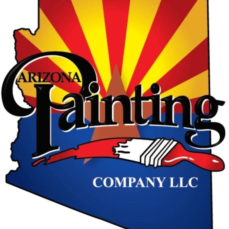 This is an image from Arizona Painting Company LLC, located in Arizona. The logo for Arizona Painting Company LLC features an Arizona state outline with red and yellow sun rays, bold black painting text, and a red paintbrush graphic.