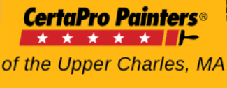 This is the logo for CertaPro Painters. It shows the company name in bold black text above a red paintbrush graphic with five white stars across it, symbolizing quality service.