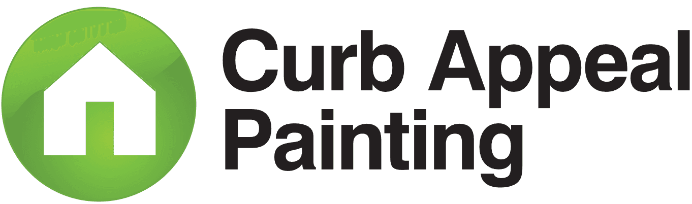 This is an image from Curb Appeal Painting, located in Ohio. The logo for Curb Appeal Painting features a green circular emblem with a white house icon and bold black text displaying the company name