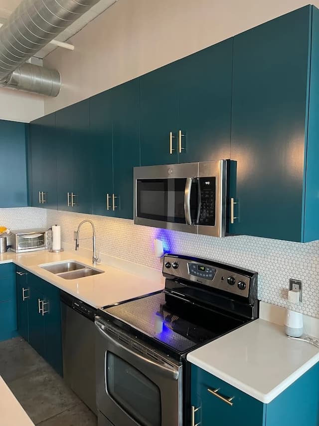 White Chooz Painters logo with blue background placeholder for paintig company logos