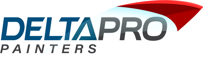 This is an image from DeltaPro Painters, located in Ohio. The logo for DeltaPro Painters features bold blue and gray lettering with a red and light blue swoosh graphic above the company name.