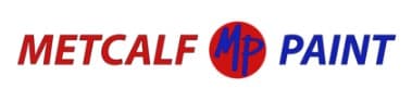 This is an image from Metcalf Paint & Epoxy Floors, located in Nebraska. The logo for Metcalf Paint & Epoxy Floors features red and blue text with a circular MP emblem between the company name.