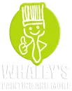 This is an image from Whaley’s Painting and More, located in Tennessee. The logo for Whaley’s Painting and More features a stylized painter character in green with bold white lettering representing the painting company.