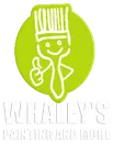 This is an image from Whaley’s Painting and More, located in Tennessee. The logo for Whaley’s Painting and More features a stylized painter character in green with bold white lettering representing the painting company.