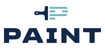 This is an image from PAINT Newtown, located in Pennsylvania. The logo for PAINT Newtown features bold navy blue text with a simple paintbrush icon and light blue accent lines.