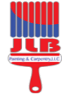 This is an image from JLB Painting & Carpentry, located in Florida. The logo for JLB Painting & Carpentry features bold red and blue lettering with a paintbrush graphic and striped design.