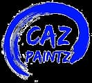 This is an image from CAZ Paintz LLC, located in New York. The logo for CAZ Paintz LLC features bold blue brush-stroke lettering forming a circular swoosh around the company name.