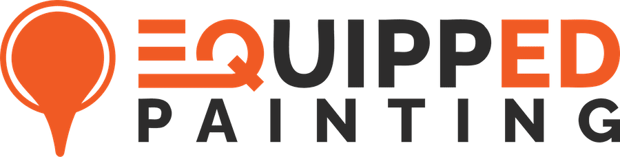 This is an image from Equipped Painting, located in Washington. The logo for Equipped Painting features an orange paint roller icon with bold orange and black lettering for the painting company.