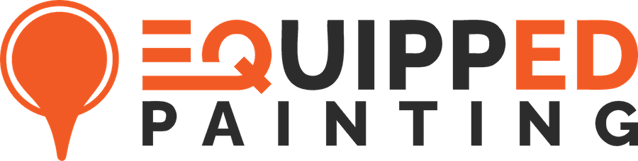 This is an image from Equipped Painting, located in Washington. The logo for Equipped Painting features an orange paint roller icon with bold orange and black lettering for the painting company.