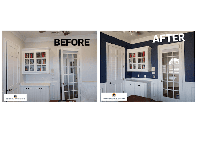 White Chooz Painters logo with blue background placeholder for paintig company logos