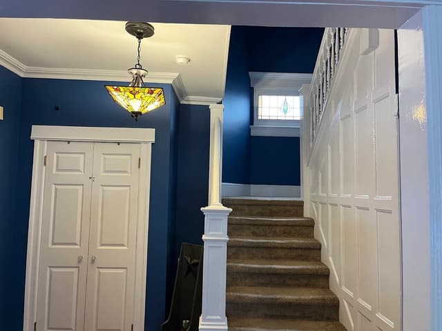 White Chooz Painters logo with blue background placeholder for paintig company logos