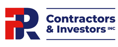 This is an image from FR Contractors & Investors Inc, located in Virginia. The logo for FR Contractors & Investors Inc features bold red and blue letters forming an interlocking 'F' and 'R' with modern sans-serif text to the right.