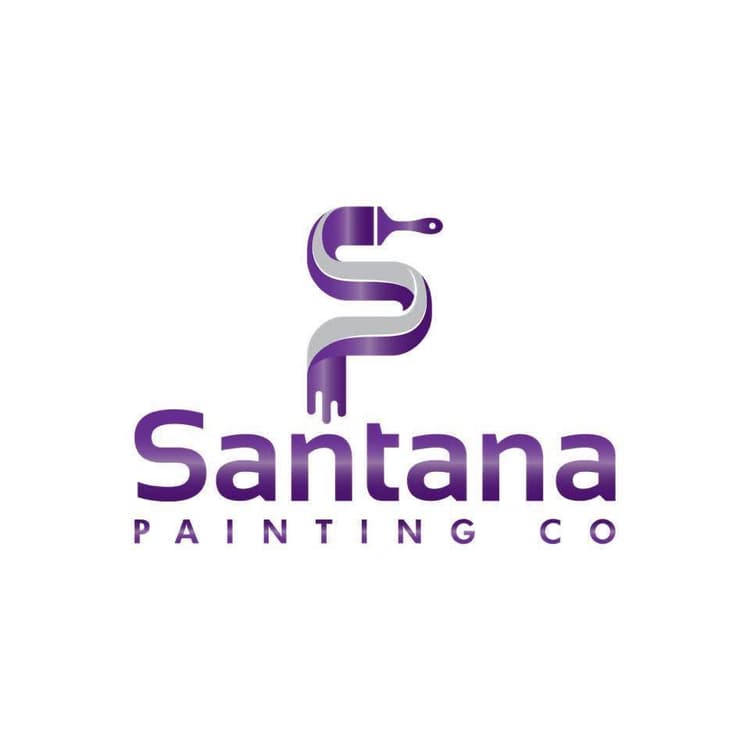 This is an image from Santana Painting Co, located in Maryland. The logo for Santana Painting Co features a stylized purple ‘S’ shaped like a paintbrush stroke with a brush tip at the top.
