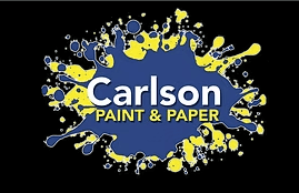 This is an image from Carlson Paint and Paper, located in New York. The logo for Carlson Paint and Paper features a blue watercolor splash background with the company name in yellow and white lettering.