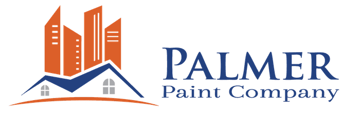 This is an image from Palmer Paint Company, located in Pennsylvania. The logo for Palmer Paint Company features an orange building graphic above a stylized roofline with blue text displaying the company name.