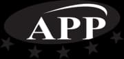 "This is an image from APP, located in Texas. The logo for APP features bold white letters inside a black oval with five black stars beneath it."