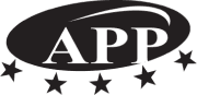 "This is an image from APP, located in Texas. The logo for APP features bold white letters inside a black oval with five black stars beneath it."