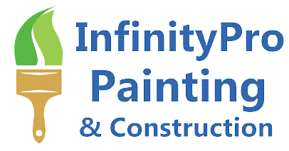 This is an image from InfinityPro Painting & Construction, located in Wisconsin. The logo for InfinityPro Painting & Construction features a stylized paintbrush with green and gold accents alongside blue text representing professional painting and construction services.