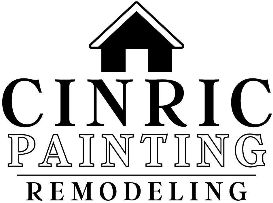 This is an image from Cinric Painting, located in Illinois. The logo for Cinric Painting features minimalist white lettering with a simple roofline graphic on a black background.