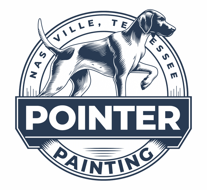 This is an image from Pointer Painting, located in Tennessee. The image is a Pointer Painting logo showing a pointer dog illustration with the text “Nashville, Tennessee – Pointer Painting.”