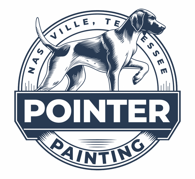This is an image from Pointer Painting, located in Tennessee. The image is a Pointer Painting logo showing a pointer dog illustration with the text “Nashville, Tennessee – Pointer Painting.”