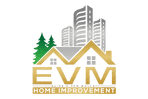 This is an image from EVM Home Improvement & Painting, located in Massachusetts. The logo for EVM Home Improvement & Painting features golden house roof outlines with bold text below, symbolizing home renovation and painting services.