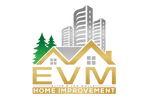 This is an image from EVM Home Improvement & Painting, located in Massachusetts. The logo for EVM Home Improvement & Painting features golden house roof outlines with bold text below, symbolizing home renovation and painting services.