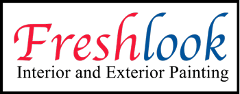 This is an image from Freshlook Painting LLC company, located in Springfield, PA. The image is a Freshlook Painting LLC logo with the word 'Fresh' in red and 'look' in blue on a black background