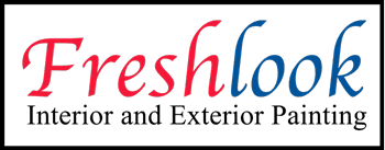 This is an image from Freshlook Painting LLC company, located in Springfield, PA. The image is a Freshlook Painting LLC logo with the word 'Fresh' in red and 'look' in blue on a black background