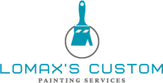 "This is an image from Lomax’s Custom Painting Services, located in Texas. The logo for Lomax’s Custom Painting Services features a teal and gray paintbrush inside a circular outline with clean modern typography."