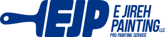 This is an image from E Jireh Painting LLC, located in Pennsylvania. The logo for E Jireh Painting LLC features bold blue stylized lettering with a clean, professional design.