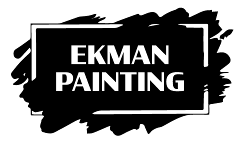 This is an image from Ekman Painting, located in Iowa. The logo for Ekman Painting features bold white text set inside a black brushstroke-style rectangular design.