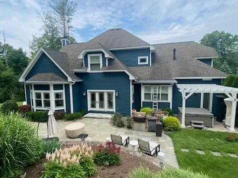 White Chooz Painters logo with blue background placeholder for paintig company logos