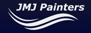 This is an image from JMJ Painters, located in Minnesota. The logo for JMJ Painters features white lettering on a dark blue background with stylized wave graphics beneath the company name.