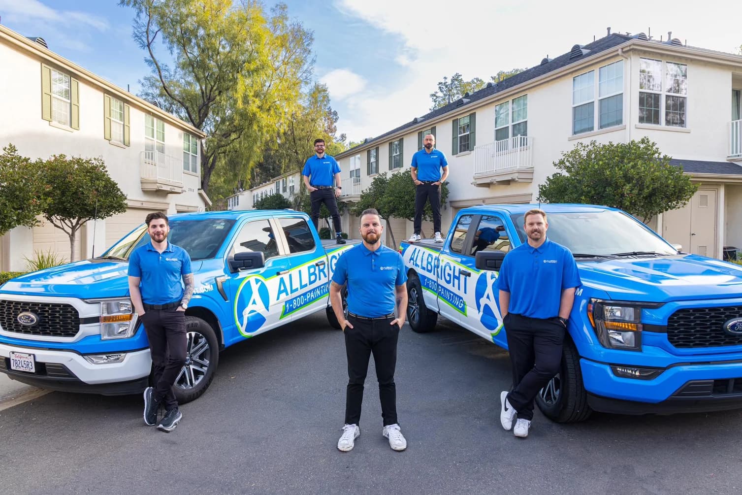 Group picture of workers at ALLBRiGHT Painting, located in California.