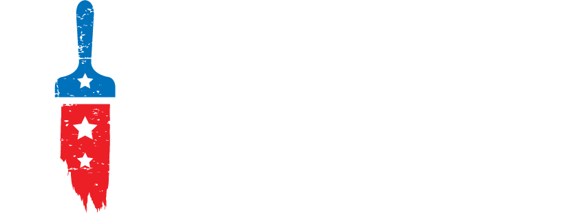 "This is an image from Paramo Painting, located in Texas. The logo for Paramo Painting features a paintbrush icon with blue and red colors and white stars."