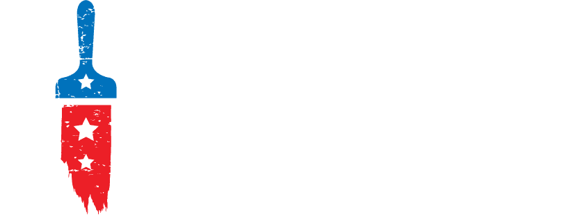 "This is an image from Paramo Painting, located in Texas. The logo for Paramo Painting features a paintbrush icon with blue and red colors and white stars."