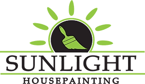 This is an image from Sunlight Housepainting, located in Ohio. The logo for Sunlight Housepainting features a clean green background with a black circular emblem and a paintbrush icon symbolizing professional painting services.