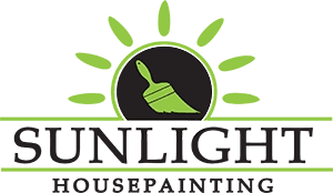 This is an image from Sunlight Housepainting, located in Ohio. The logo for Sunlight Housepainting features a clean green background with a black circular emblem and a paintbrush icon symbolizing professional painting services.