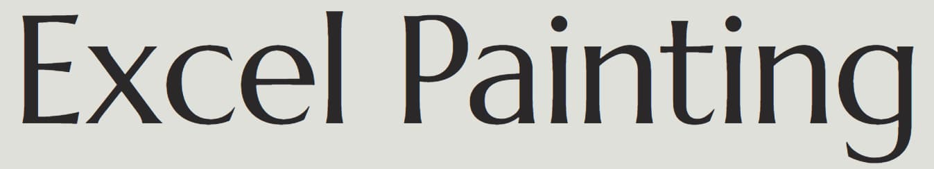 This is an image from Excel Painting company, located in Holly, MI The image is a Excel Painting logo with clean black serif font on a light background, representing a professional painting company
