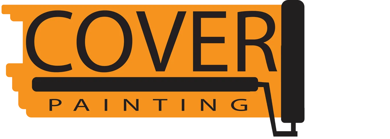 This is an image from Cover It Painting company, located in Lancaster, PA. The image is a Cover It Painting company logo featuring bold black text on orange background with a paint roller graphic.