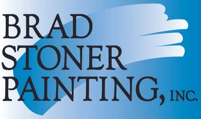 This is an image from Brad Stoner Painting, located in California. The image shows the Brad Stoner Painting, Inc. logo featuring bold black text over a blue paint-stroke graphic.