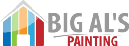 This is an image from Big Al's Painting, located in Texas. The logo for Big Al's Painting features a multicolored geometric house shape beside bold gray text with a red 'Painting' label.