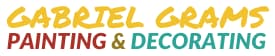 This is an image from Gabriel Grams Painting & Decorating, located in Illinois. The logo for Gabriel Grams Painting & Decorating features yellow handwritten-style text above bold red and teal lettering for the painting and decorating company