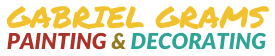This is an image from Gabriel Grams Painting & Decorating, located in Illinois. The logo for Gabriel Grams Painting & Decorating features yellow handwritten-style text above bold red and teal lettering for the painting and decorating company