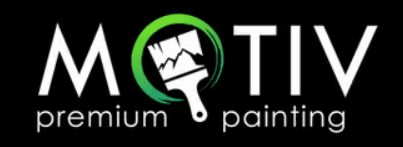 This is an image from MOTIV Premium Painting, located in Washington. The logo for MOTIV Premium Painting features white modern text on a black background with a green circle and a paintbrush graphic.
