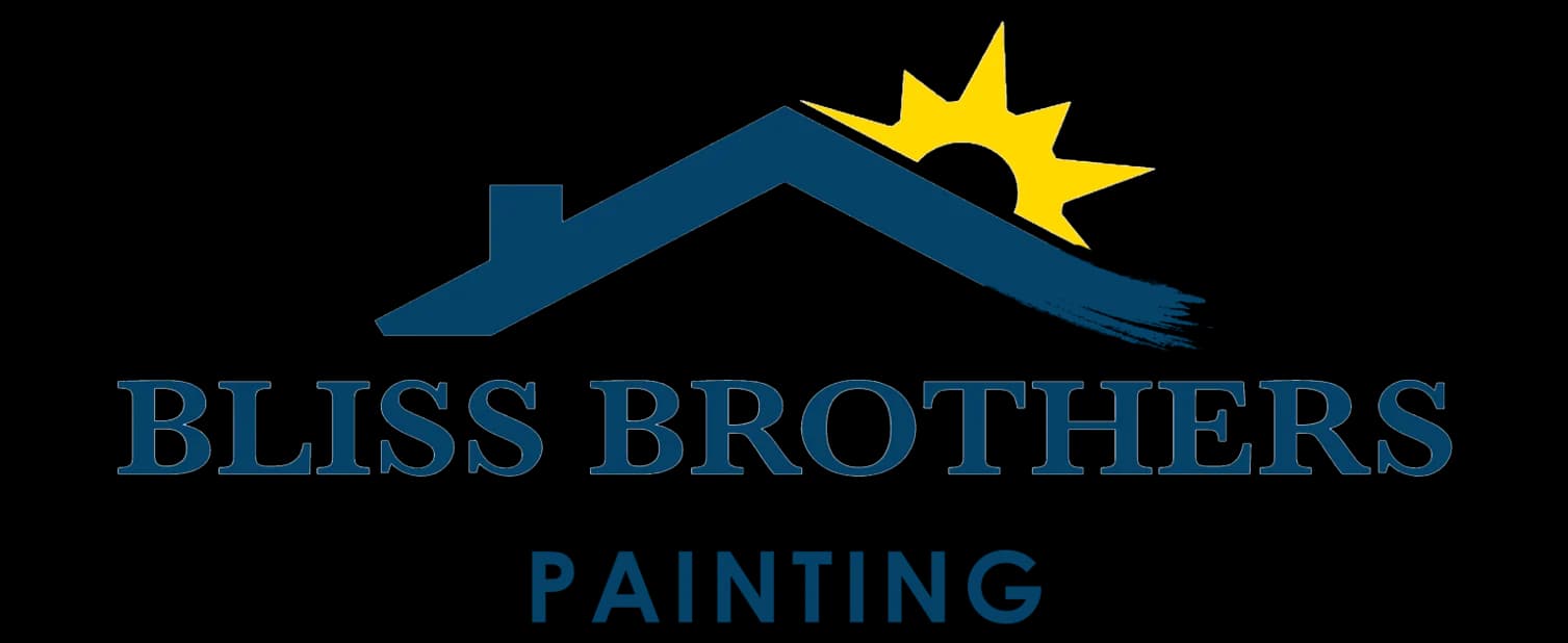 This is an image from Bliss Brothers Painting, located in Missouri. The logo for Bliss Brothers Painting features bold serif lettering with a stylized roofline graphic and a yellow sun accent, representing residential painting services.