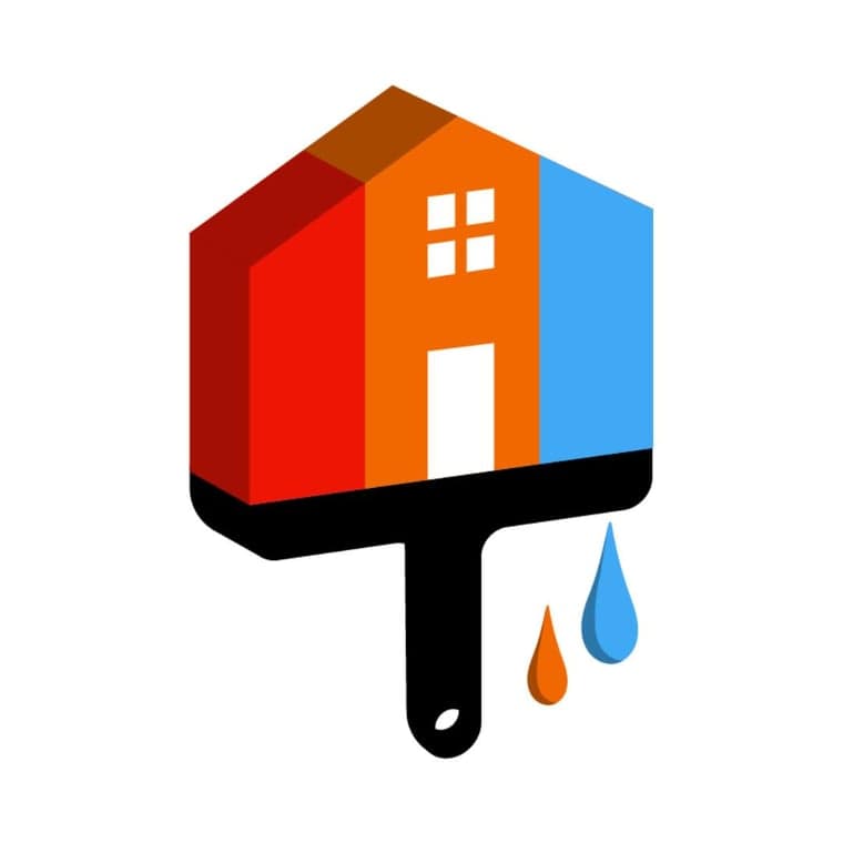 This is an image from Paint Bros MA, located in Massachusetts. The photo shows a freshly painted blue house with white trim and a black garage door, alongside a Paint Bros branded truck parked in the driveway.