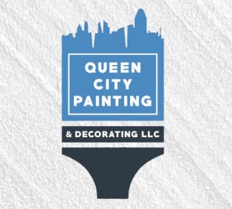 This is an image from Queen City Painting & Decorating LLC, located in Ohio. The logo for Queen City Painting & Decorating LLC features a paintbrush silhouette with a city skyline graphic and bold blue and gray text representing professional painting services.